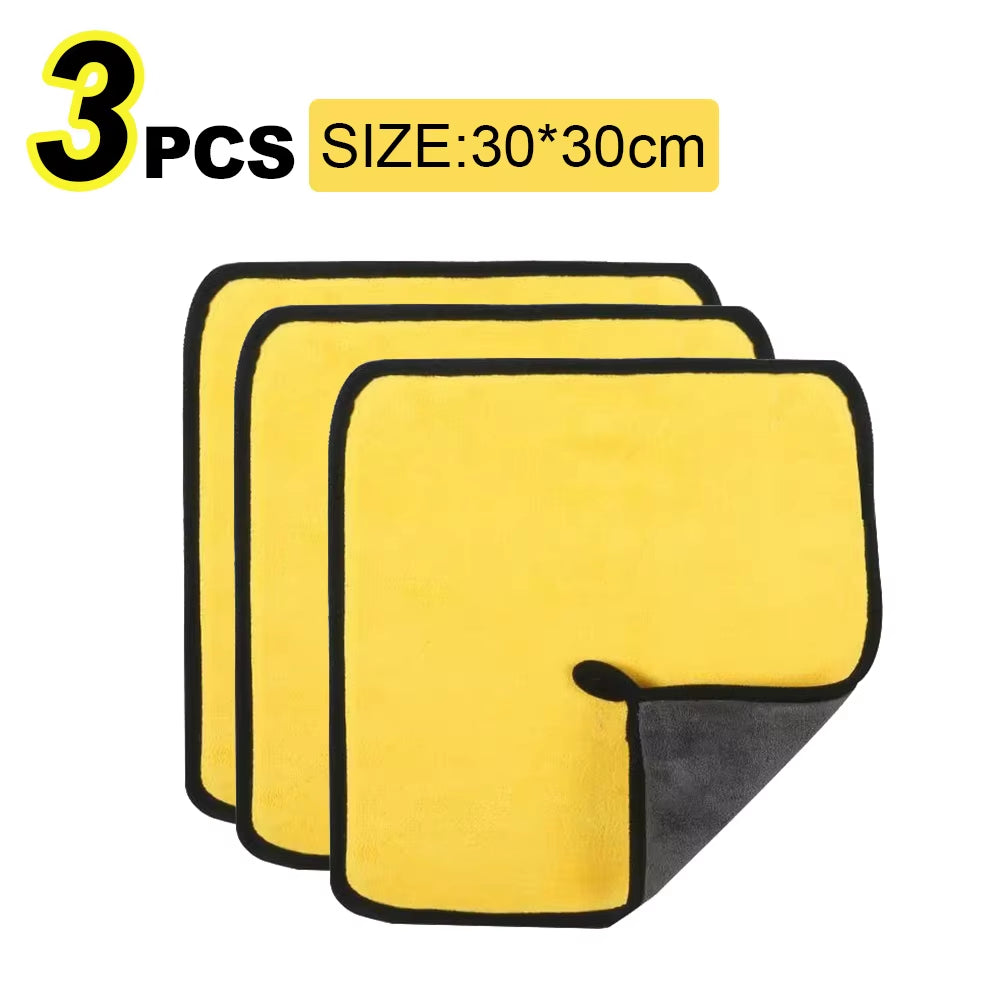 5/10Pcs Microfiber Wash Towel Car Cleaning Detailing Car Drying Cloth Window Glass Double Layer Cleaning Cloth Car Wash Supplies