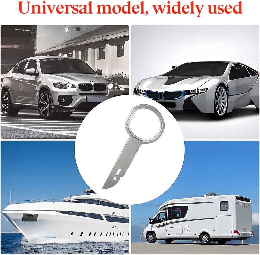 Car Radio Removal Tool Key, 4 Pieces Stereo Release Tools Pins with Easy Grip Handles, CD DVD Media Player Head Unit Key Tool, Car Accessories Radio Tools Compatible with Most Vehicles