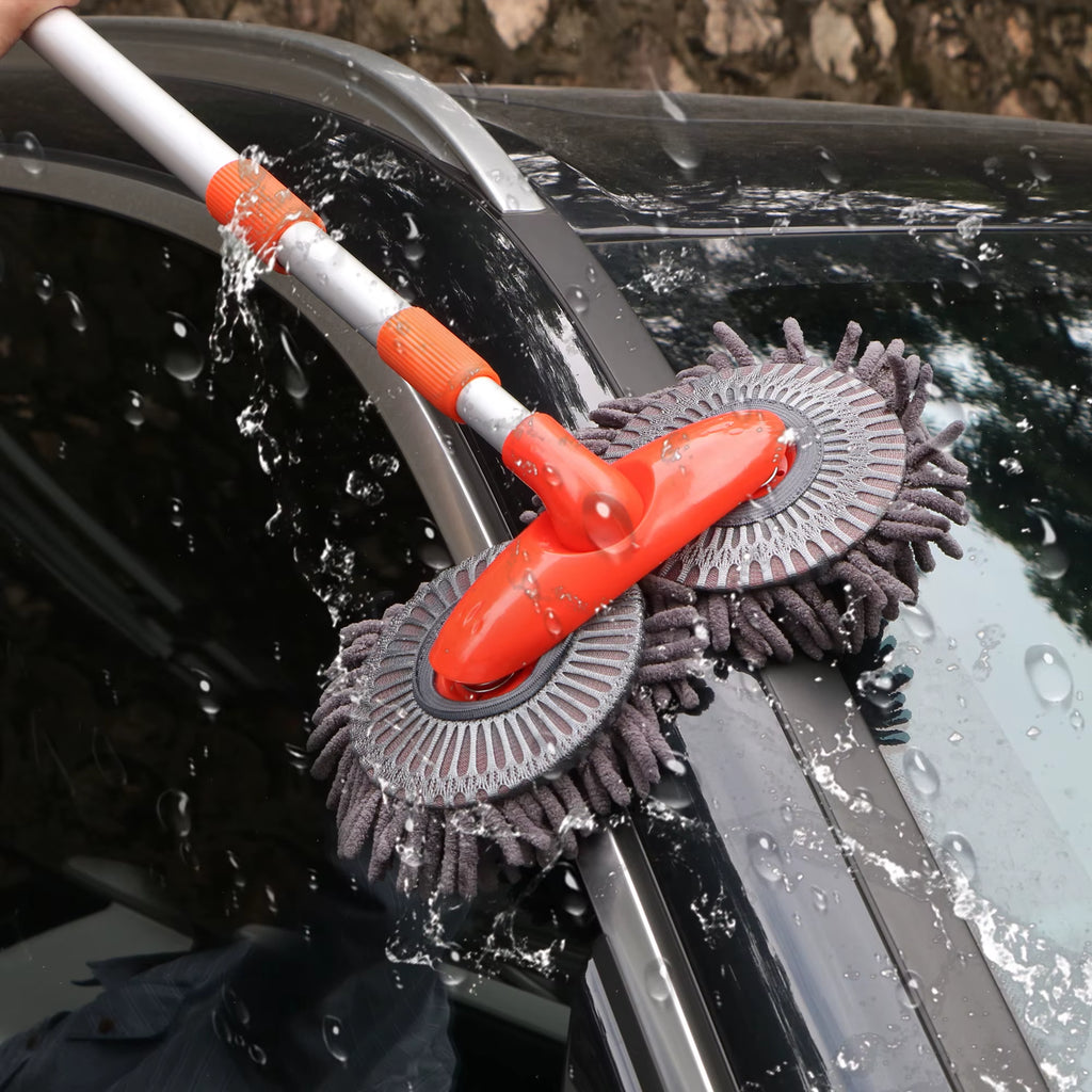 Car Brush Washer Mop Foam Wash Chenille Windshield Roof Window Cleaning Maintenance Stretching Handle Auto Care RV Accessories