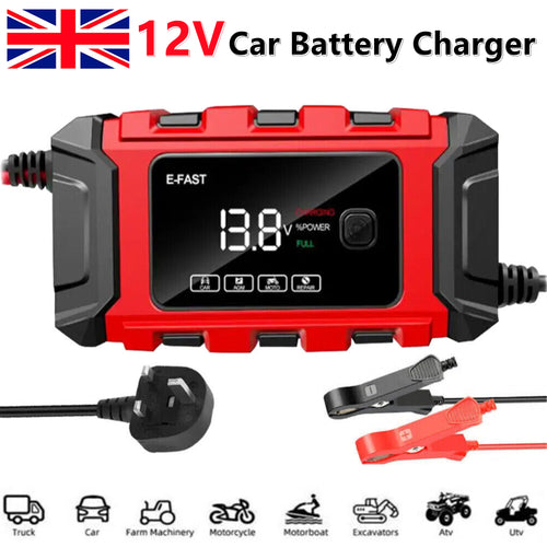 12V Intelligent Motorcycle Motorbike Car Battery Charger Automatic Smart Trickle