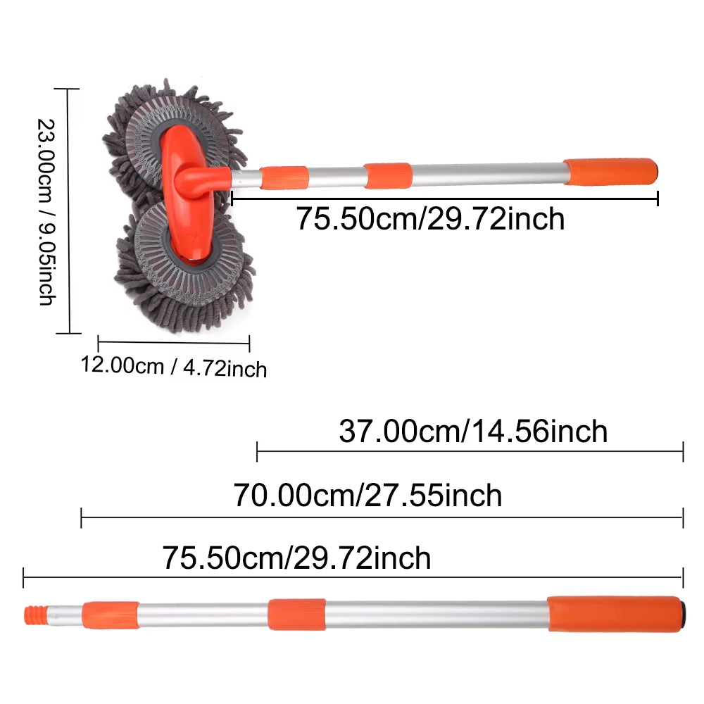 Car Brush Washer Mop Foam Wash Chenille Windshield Roof Window Cleaning Maintenance Stretching Handle Auto Care RV Accessories