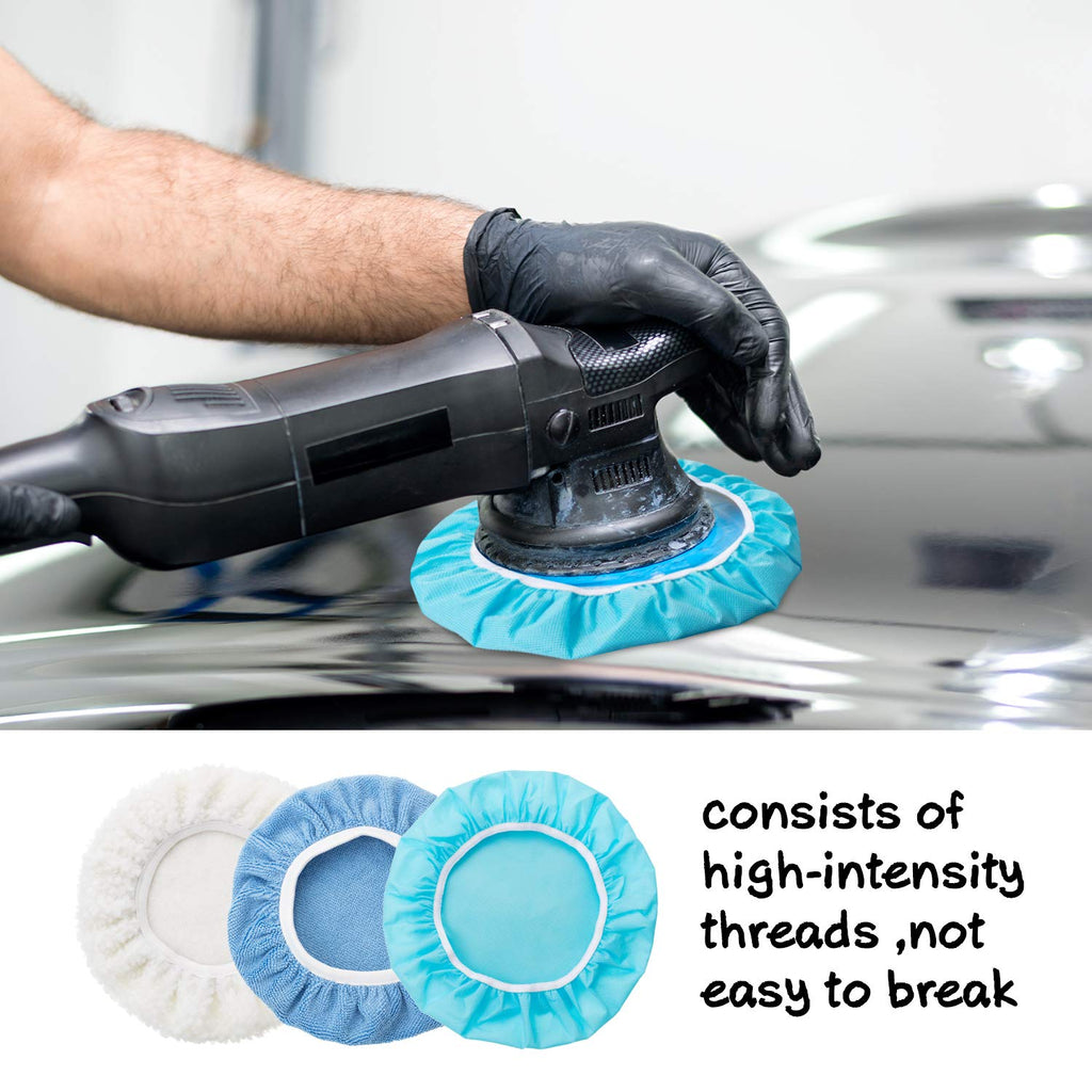 20 Pieces Car Orbital Buffer Polisher Pad Bonnet Microfiber Max Bonnet Polishing Buffing Pad Cover(5-6 Inches)