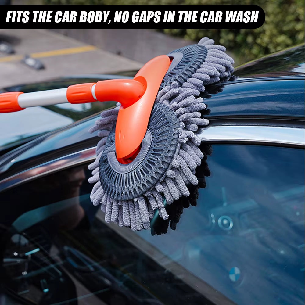 Car Brush Washer Mop Foam Wash Chenille Windshield Roof Window Cleaning Maintenance Stretching Handle Auto Care RV Accessories