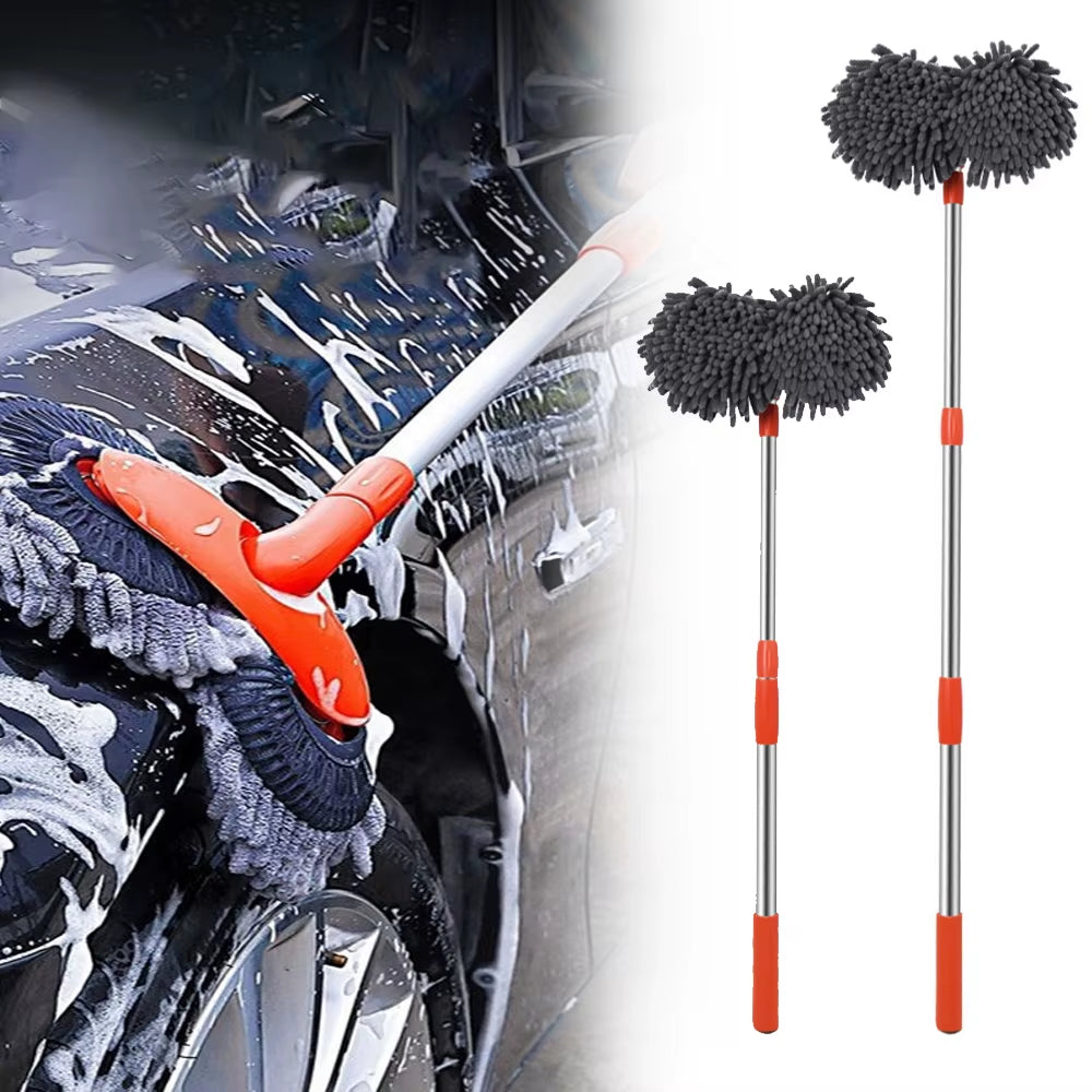 Car Brush Washer Mop Foam Wash Chenille Windshield Roof Window Cleaning Maintenance Stretching Handle Auto Care RV Accessories
