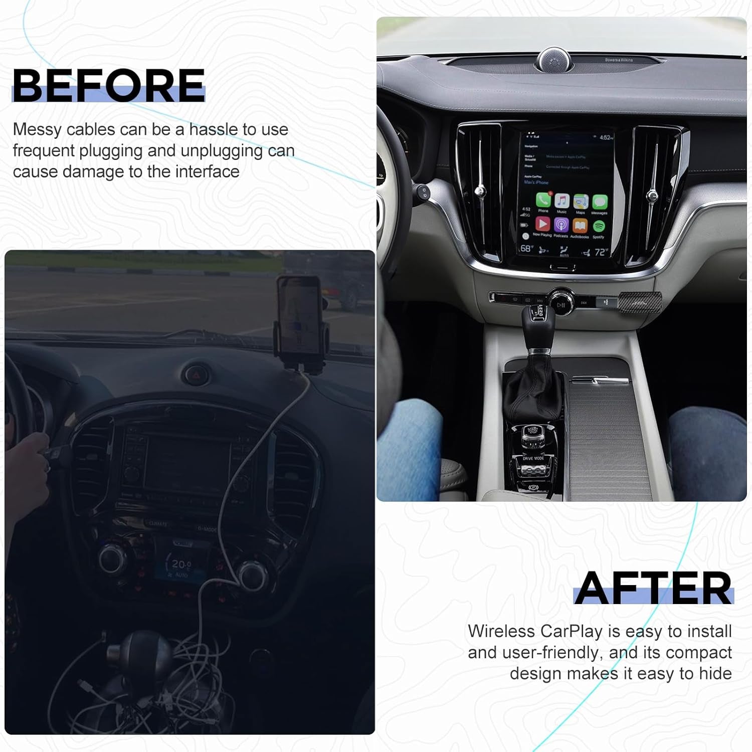 Carplay Wireless Adapter U2C-AIR Carplay Wireless Stick Convert Wired Carplay to Wireless, Plug and Play Compatible with Cars 2017-2026 for Ios 10+, Black