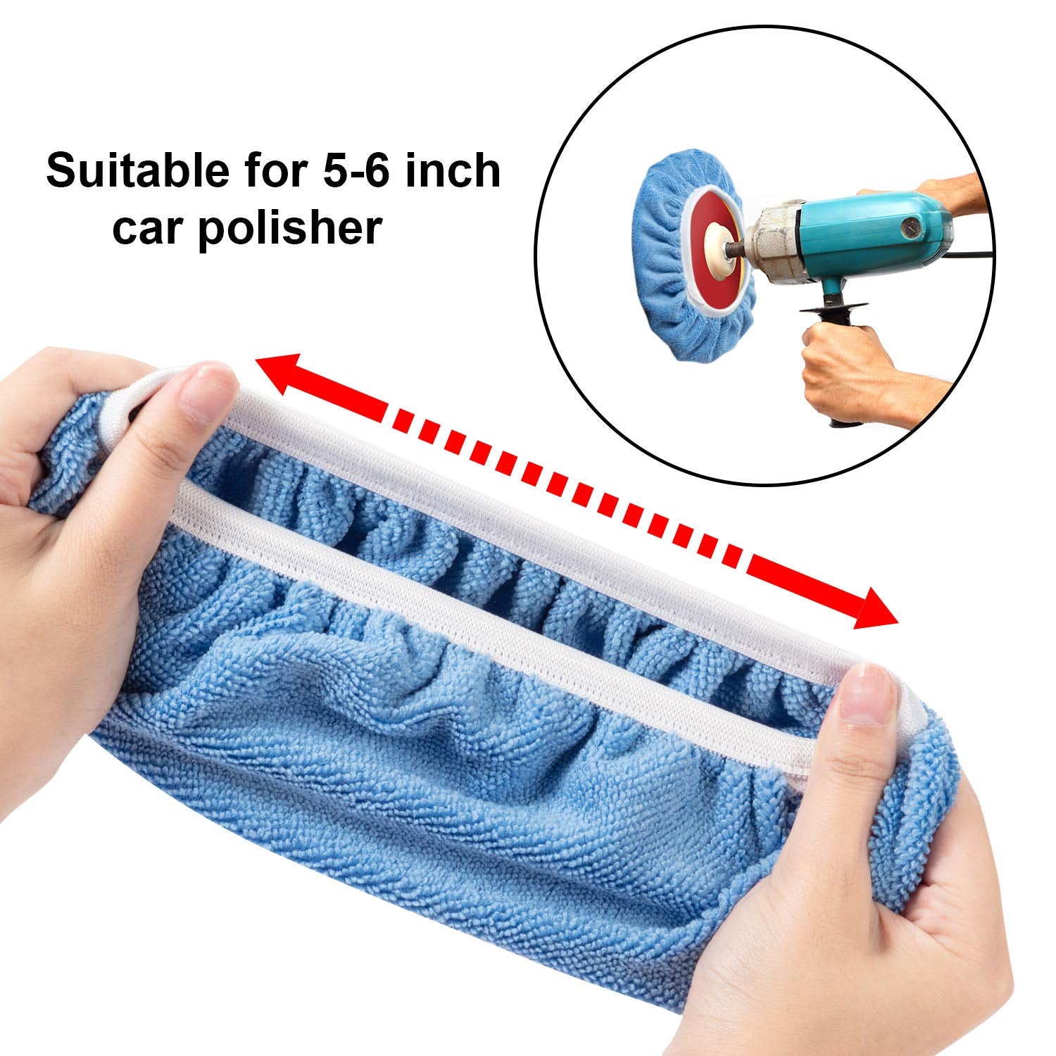 20 Pieces Car Orbital Buffer Polisher Pad Bonnet Microfiber Max Bonnet Polishing Buffing Pad Cover(5-6 Inches)
