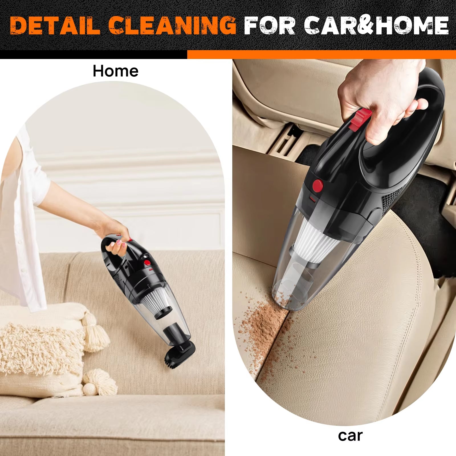 Handheld Vacuum Cleaner Cordless Strong Suction Portable Hand Vacum for Home Car Hoover,Mini Rechargeable with HEPA Filter LED
