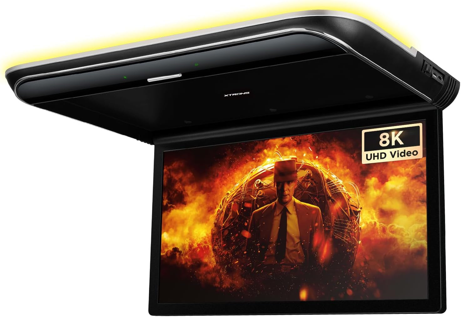 Android Car Overhead Player 19.5 Inch Octa Core Car Roof Mount Monitor Wide IPS Screen 8K Video Built-In Stereo Speakers Flip down Overhead Car Monitor Support 4G Wifi HDMI Input USB RCA Input