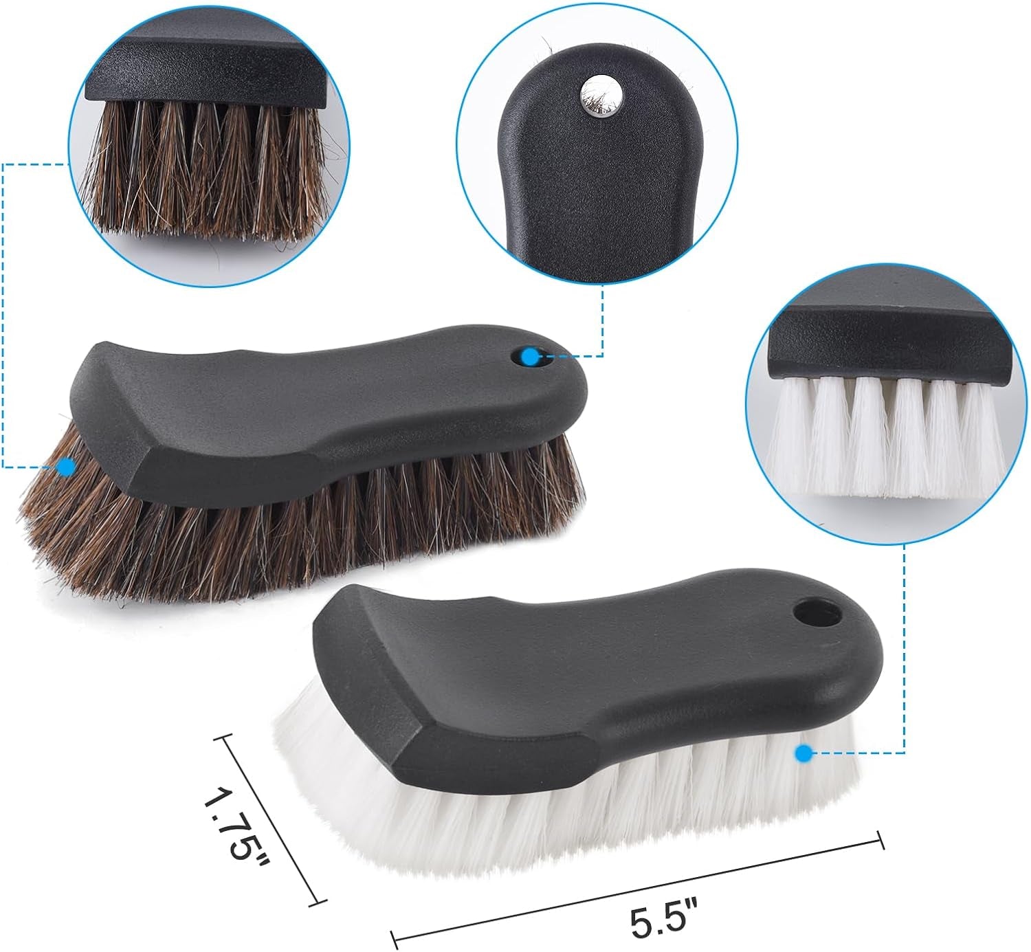 Upholstery Brush Set Chemical Guys Brush Carpet Brush Car Cleaning Brush Horse Hair Brush and Car Brush Horsehair Detailing for Car Upholstery Cleaner Leather Brush, Interior, Boat, Couch and Sofa