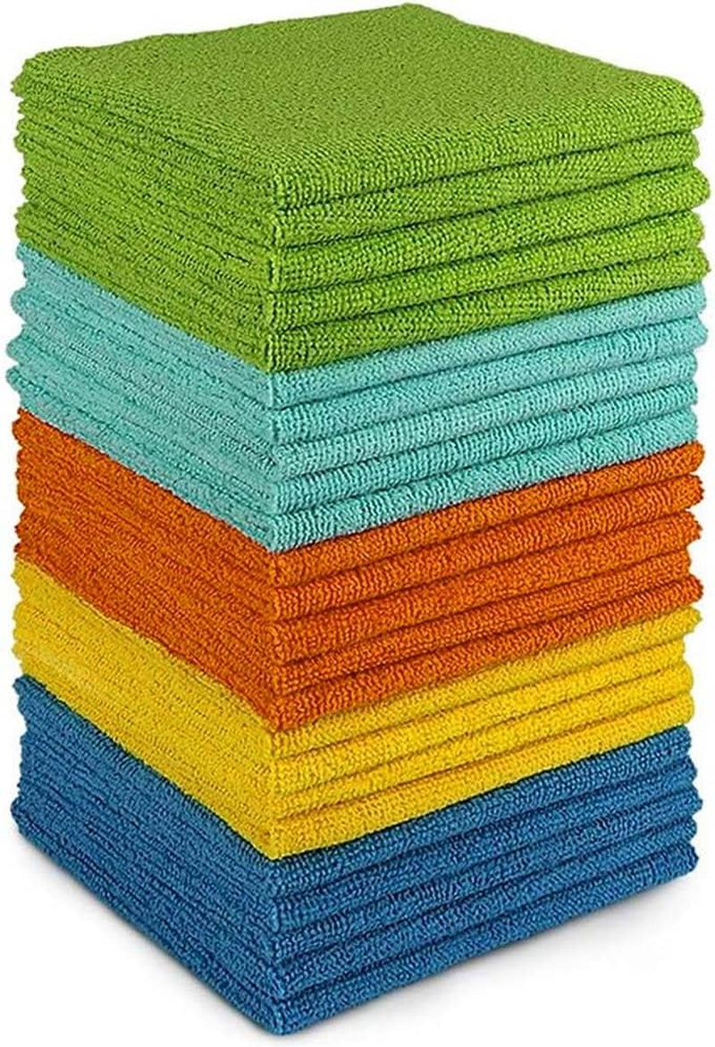 Microfibre Cloth Pack of 24, Multifunctional Reusable Cleaning Cloths, Lint Free Streak Free Washable Cloth Duster for House, Kitchen, Car, Motorbike, Windows 30 X 30 Cm