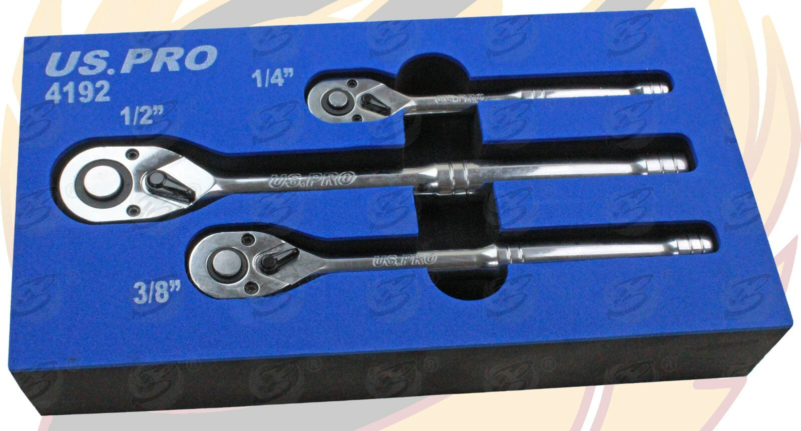 US.PRO 3Pc Ratchet Handle Set 1/4" 3/8" 1/2" Long Reach Wrenches Quick Release