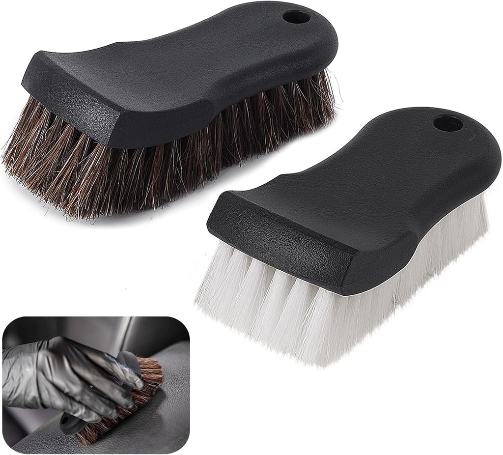 Upholstery Brush Set Chemical Guys Brush Carpet Brush Car Cleaning Brush Horse Hair Brush and Car Brush Horsehair Detailing for Car Upholstery Cleaner Leather Brush, Interior, Boat, Couch and Sofa