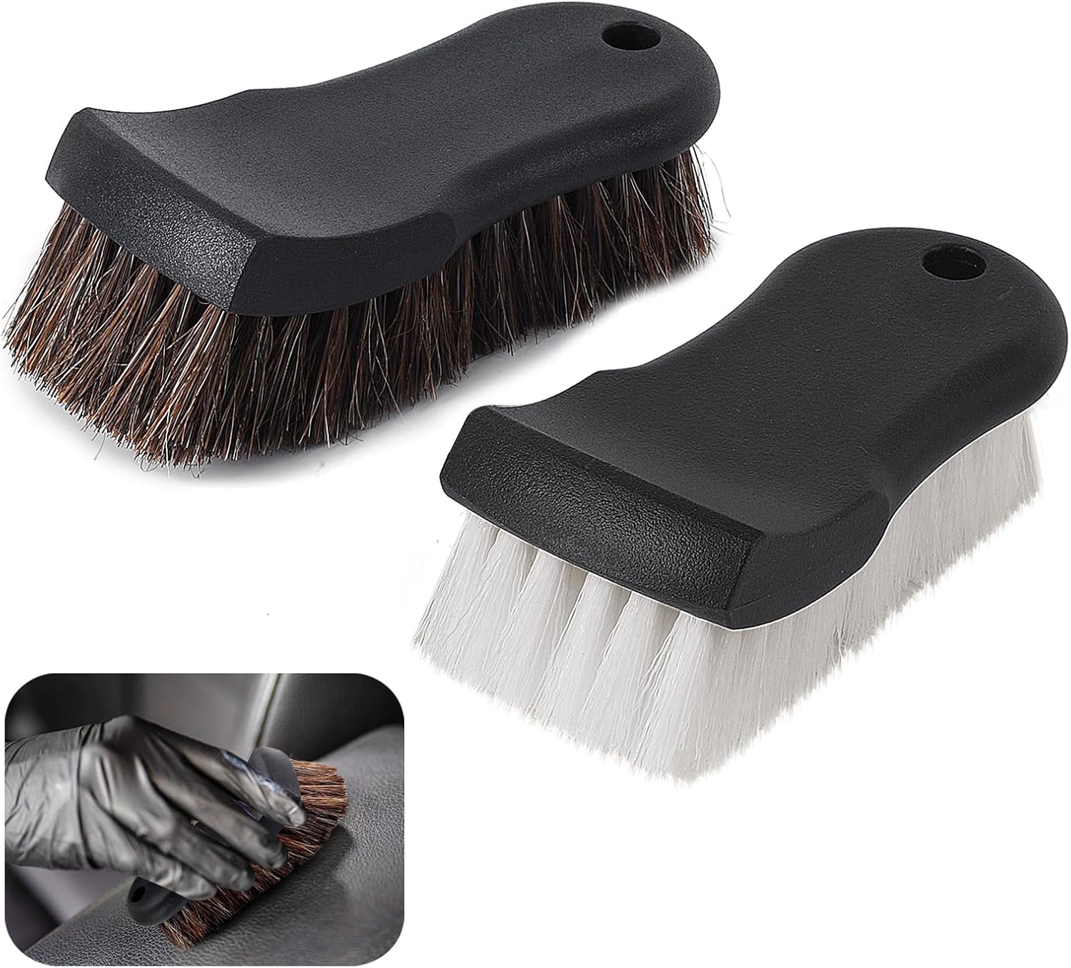 Upholstery Brush Set Chemical Guys Brush Carpet Brush Car Cleaning Brush Horse Hair Brush and Car Brush Horsehair Detailing for Car Upholstery Cleaner Leather Brush, Interior, Boat, Couch and Sofa