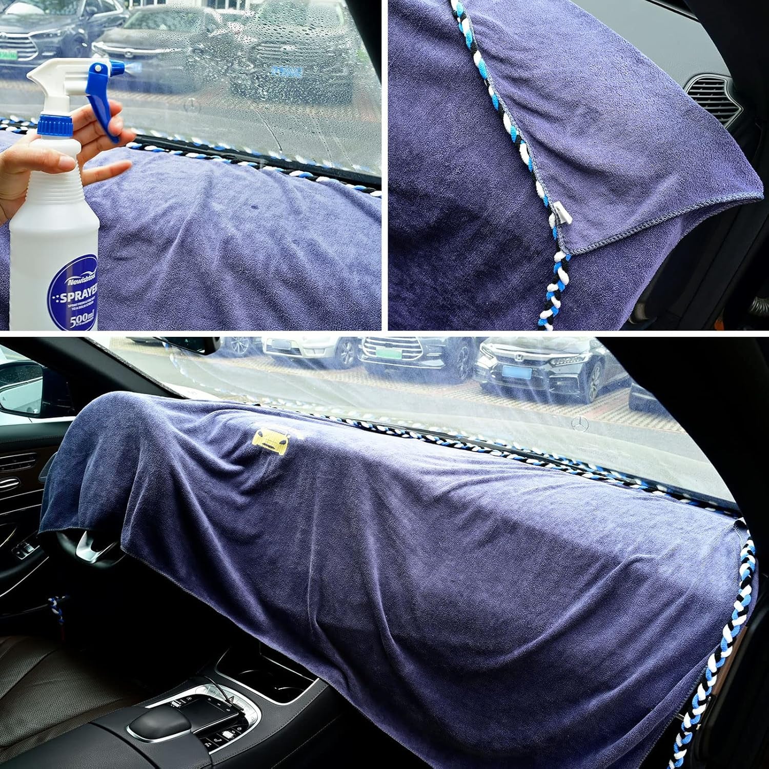 Window Tinting Dash Protection, Super Absorbent Dash Towel Microfiber Towel and Strand Soak Rope Tool, Protective Control Water Shield for Windshield Film Install Scratch Free Tint Tools