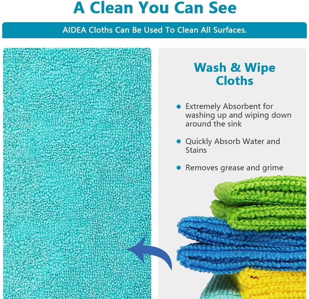 Microfibre Cloth Pack of 24, Multifunctional Reusable Cleaning Cloths, Lint Free Streak Free Washable Cloth Duster for House, Kitchen, Car, Motorbike, Windows 30 X 30 Cm