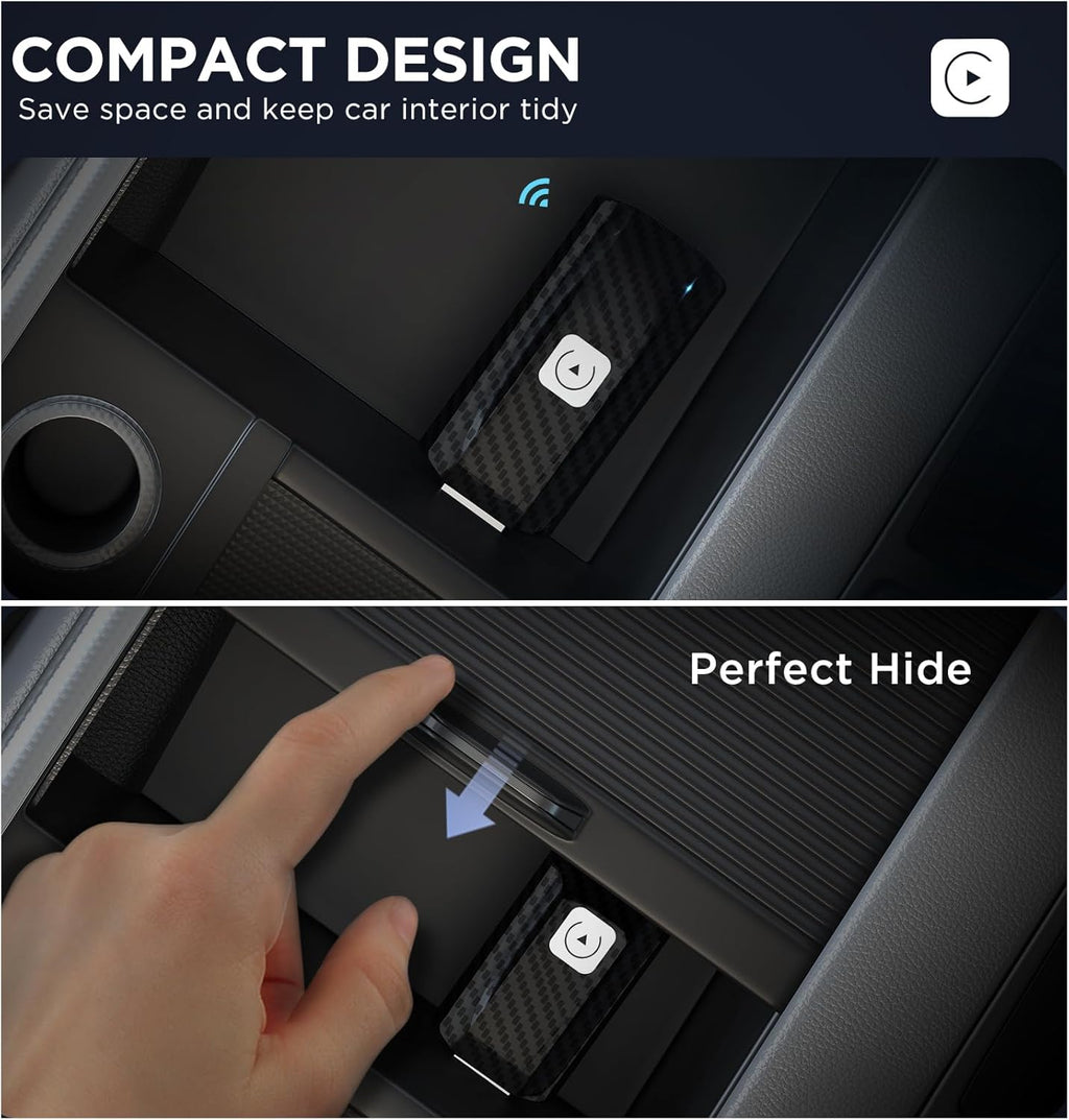 Carplay Wireless Adapter U2C-AIR Carplay Wireless Stick Convert Wired Carplay to Wireless, Plug and Play Compatible with Cars 2017-2026 for Ios 10+, Black