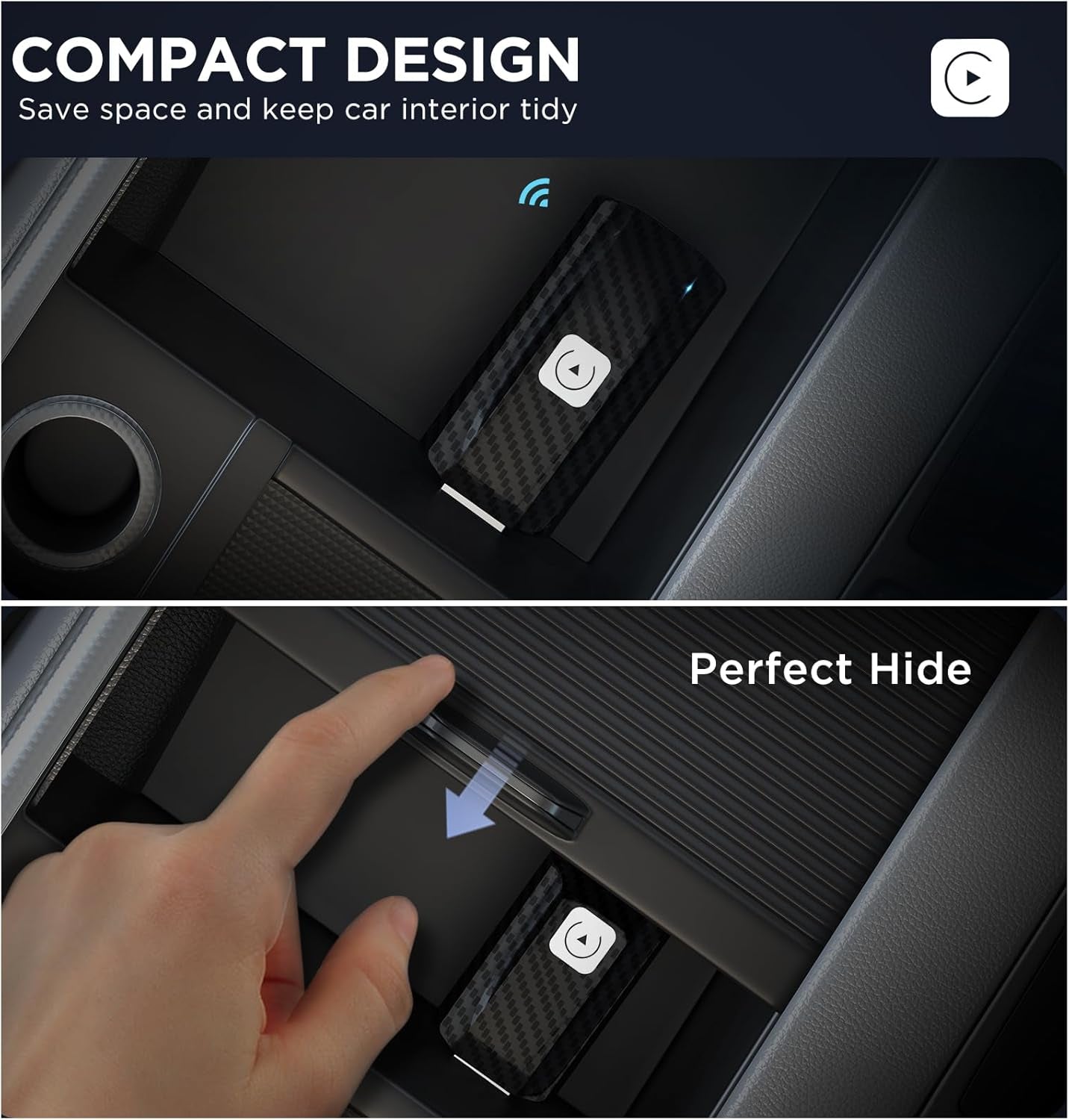 Carplay Wireless Adapter U2C-AIR Carplay Wireless Stick Convert Wired Carplay to Wireless, Plug and Play Compatible with Cars 2017-2026 for Ios 10+, Black