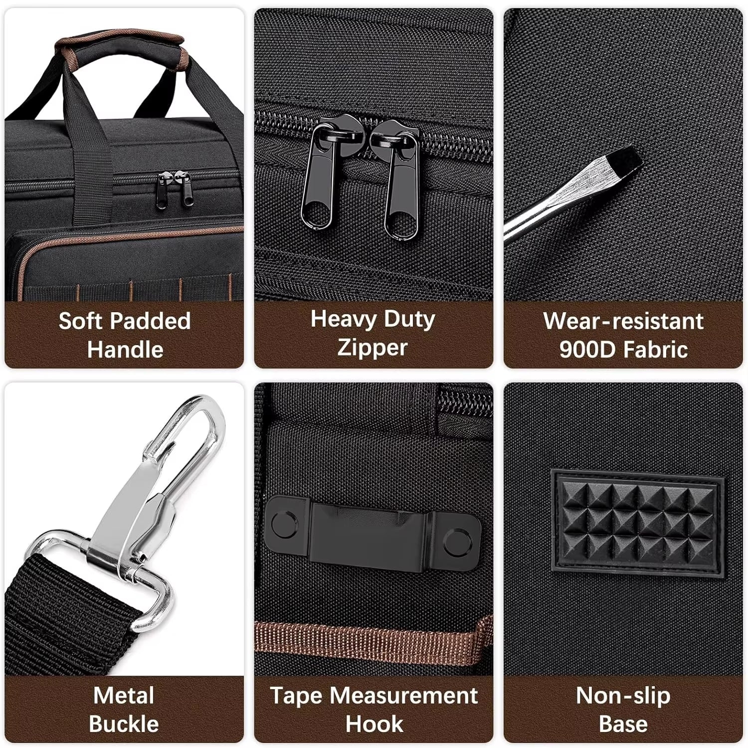 17''Large Capacity Tool Kit 20 Pockets Portable Tool Kit with Shoulder Strap Wide Mouth Tool Bag for Electrician Mechanics