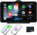 Carplay Screen for Car with Backup Camera + 64GB TF Card, 7 Inch Portable Touch Screen Car Stereo with Wireless Carplay and Android Auto Bluetooth Hands Free Call Mirrorlink/Gps/Siri/Fm/Aux